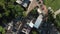 Aerial birds eye overhead top down. Small and low houses. Valladolid, Mexico