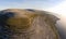 Aerial birds eye view of the burren national park. scenic tourism site