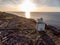 Aerial birds eye view of the burren national park. scenic tourism site