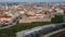Aerial birds eye view of city of Povoa de Varzim in Portugal, flying slowly forwards