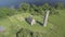 Aerial birds eye view Holy Island off the western shore of Lough Derg in Ireland. Now uninhabited, it was once a monastic island.