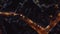 AERIAL: Birdsview of Berlin, Germany street at night with traffic city lights