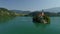 Aerial Bled lake view, Slovenia