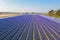 Aerial from blossoming tulip fields near Lisse Netherlands in  spring