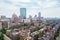 Aerial Boston city downtown