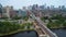Aerial Boston train tracks Downtown 4k 60p