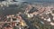 Aerial Brasov Foggy Moring, Aeiral, Tracking. Landscape of Structural Buildings