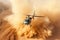 Aerial bravery, Military chopper soars through desert fire and smoke