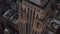 AERIAL: Breathtaking close up view of Empire State building at dusk with lights on