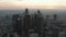 AERIAL: Breathtaking view of skyscrapers in Downtown Los Angeles, California at beautiful Sunset