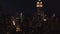 AERIAL: Breathtaking wide view the iconic Empire State Building disappearing behind residential condominiums and office