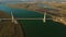 Aerial. Bridge over Guadiana view from sky. Border Spain Portugal.