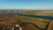 Aerial. Bridge on the River Guadiana on border with Spain.