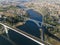 Aerial of bridges and Douro river in Porto