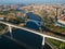 Aerial of bridges and Douro river in Porto