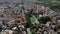 Aerial building Rome view on top. Bird`s-eye view of the houses in Rome. Flying over houses and streets.