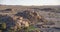 aerial with bungalows among Dolerite boulders at lodge in desert, near Hobas, Namibia