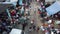 Aerial busy morning market at fish stall near pasar pagi.