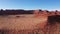 Aerial At Canyon With Red Rocks Butte In Dry Desert With Red Sand Western Usa