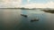 Aerial Cargo and passenger ships in the sea. Philippines, Siargao.