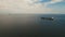 Aerial Cargo ships anchored in the sea. Philippines, Manila.