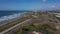 Aerial Carlsbad California coast resort highway traffic 4K