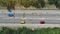 Aerial. Cars on the asphalt highway road.