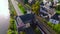 Aerial of Castle of the Leyen, road passing castle Wasserburg near Kobern Gondorf on the Moselle River, Germany.