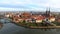 Aerial: Cathedral Island in Wroclaw, Poland