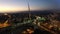 Aerial of chords bridge at night in Jerusalem Israel