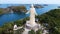 Aerial of Christ the Savior Pilgrimage Island Statue in Hundred Island, Alaminos, Pangasinan.