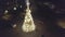 Aerial of Christmas tree and city skyline by night in Klaipeda, Lithuania