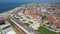 Aerial circle view of City of Povoa de Varzim, Porto region, Portugal