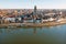 Aerial from the city Deventer at the river IJssel in the Netherlands