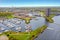 Aerial from the city and harbour in Almere in Netherlands