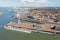Aerial from the city Harlingen at the IJsselmeer in the Netherlands
