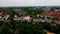 Aerial city scape of Weissensee lake during summer in Prenzlauerberg Berlin Germany