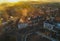 Aerial city view of Astorga, Leon, Spain in the evening