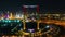 Aerial city view of the illuminated Dubai Frame at night architectural landmark Zabeel Park Sheikh Zayed road