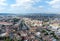 Aerial cityscape with buildings and street, Targu Mures city - Romania