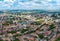 Aerial cityscape with buildings and street, Targu Mures city - Romania