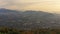 Aerial Cityscape of Graz in Austria at misty sunrise.