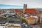 Aerial cityscape of Munich historical center with Frauenkirche. Germany