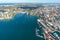 Aerial cityscape of Sydney Blackburn Cove, Darling Point and Double Bay suburbs