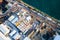 Aerial cityscape view with building construction. Hong Kong