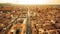 Aerial cityscape view from Due torri or two towers in Bologna