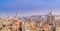 Aerial cityscape view of old Cairo, Egypt with Cairo Citadel and Sultan Hasan Mosque in far distance