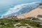 Aerial cliff and boardwalk view to Ribeira d`ilhas Beach, Ericeira World Surf Reserve - Mafra PORTUGAL