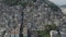 Aerial close up shot of slums on the hills of Rio de Janeiro in Brazil