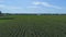 An Aerial Close Up View of Amish Farmlands and Countryside with Corn Fields